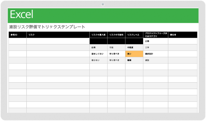 建設リスク評価マトリックステンプレート