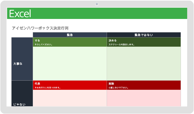 アイゼンハワーボックス決定マトリックステンプレート